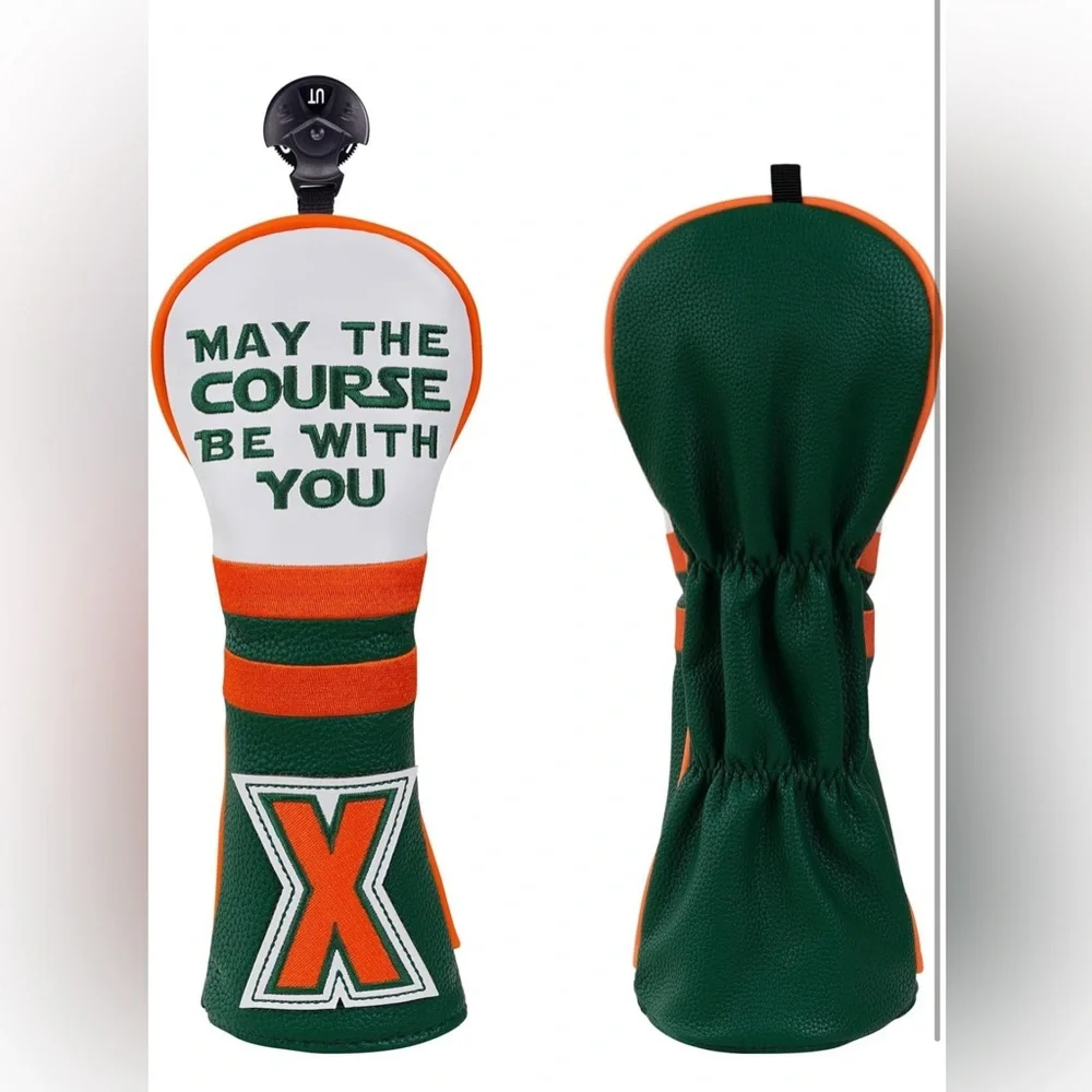 Golf Club Cover “May The Course Be With You” Premium Leather Big Teeth New - Picture 5 of 9